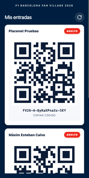 Entrada digital con QR de acceso en la webapp del evento