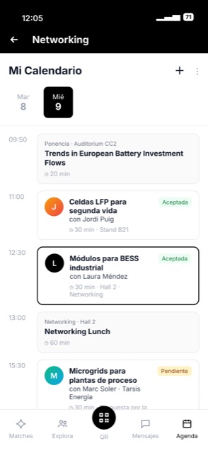 Meetings in the event agenda