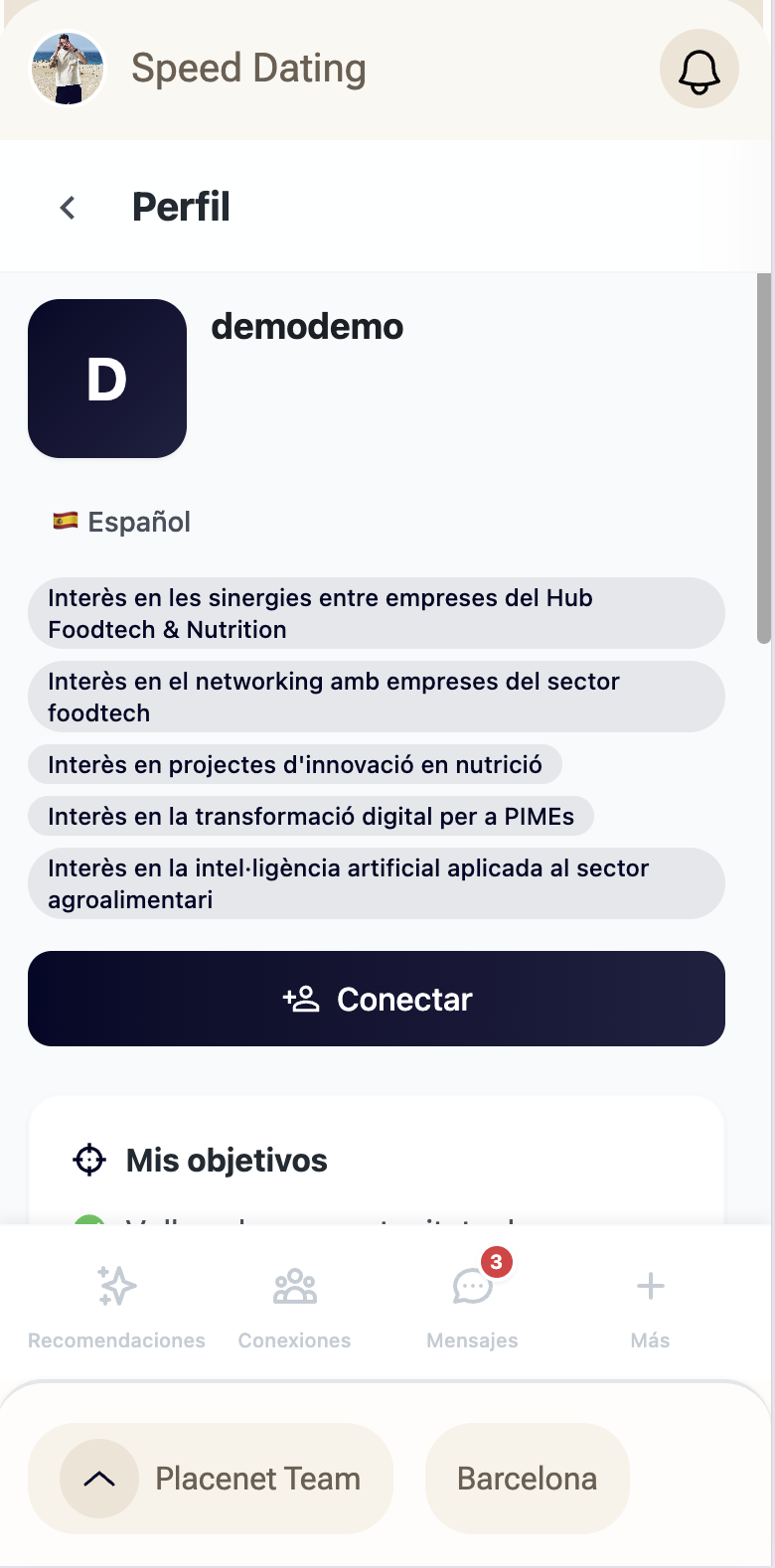MICENET — perfil con matching por IA